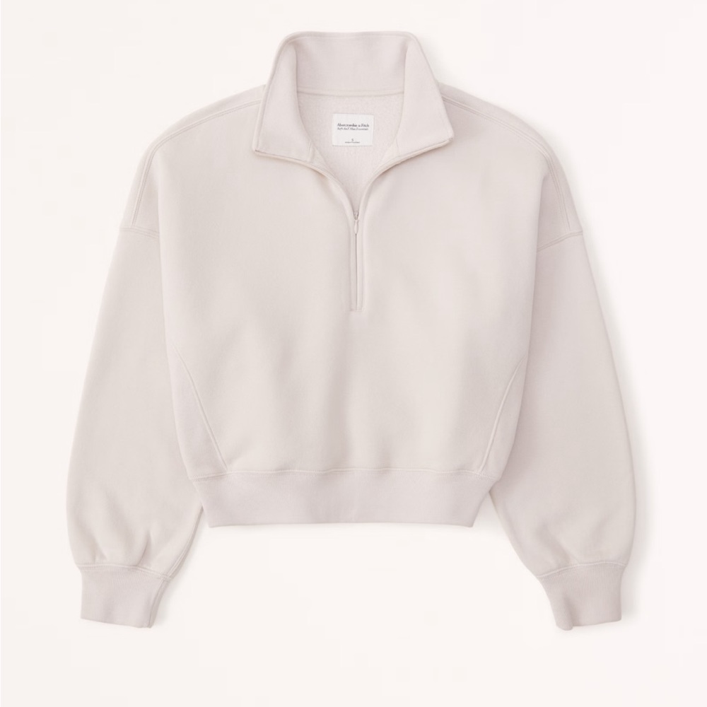 Abercrombie & Fitch Light Cream Half-Zip Sweatshirt